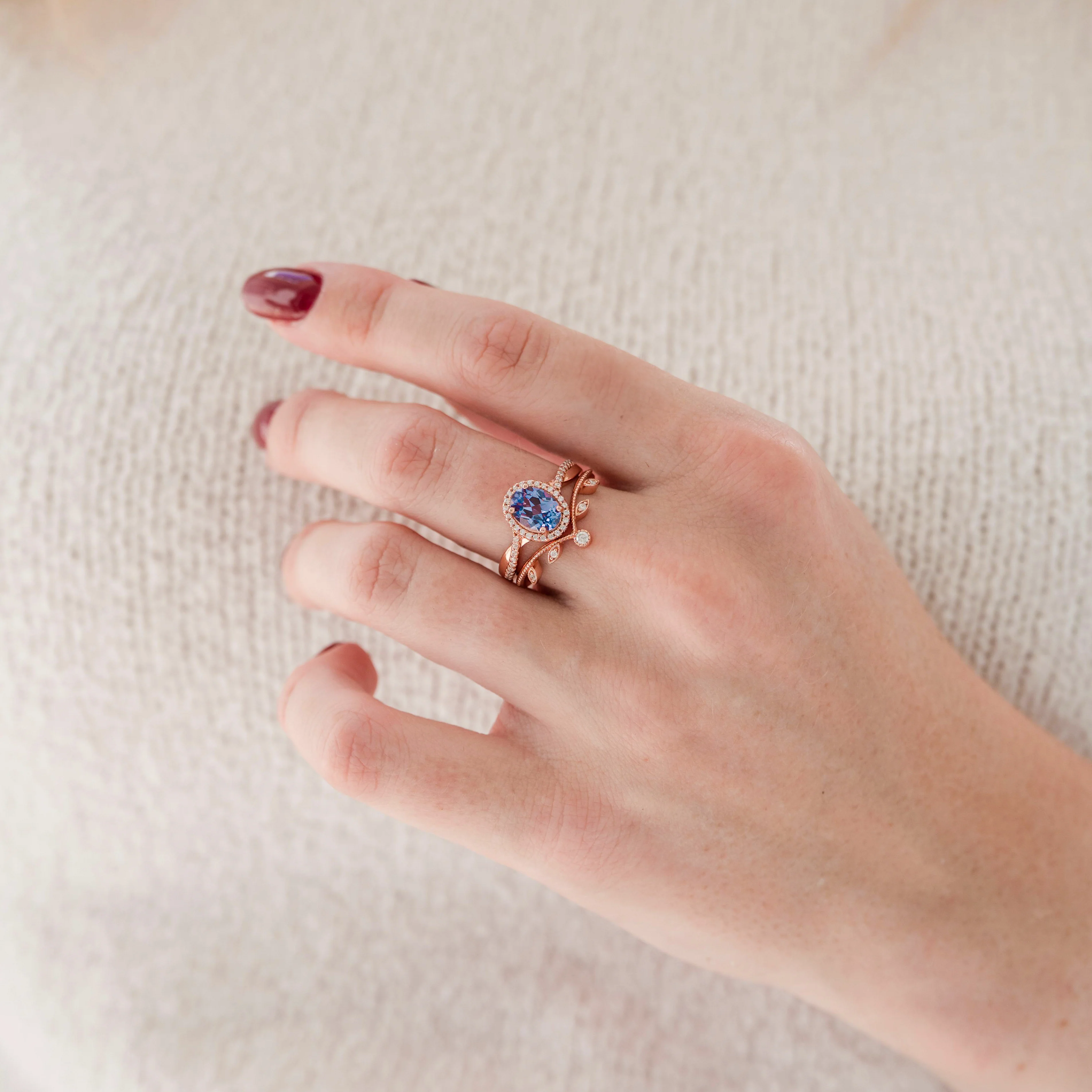 Twisted Vine Alexandrite Ring in 14K Rose Gold Vermeil - Image 3