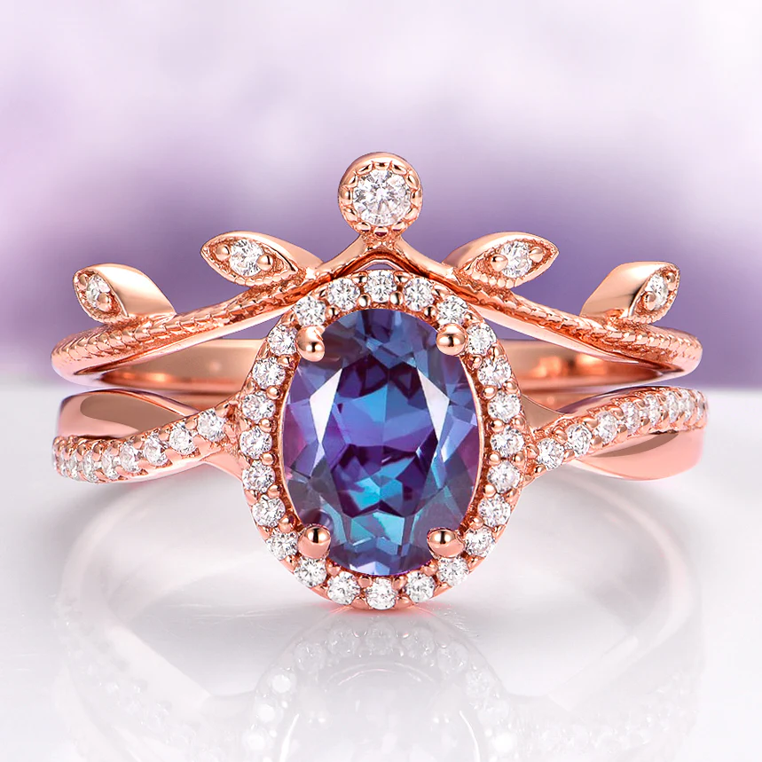 Twisted Vine Alexandrite Ring in 14K Rose Gold Vermeil - Image 7
