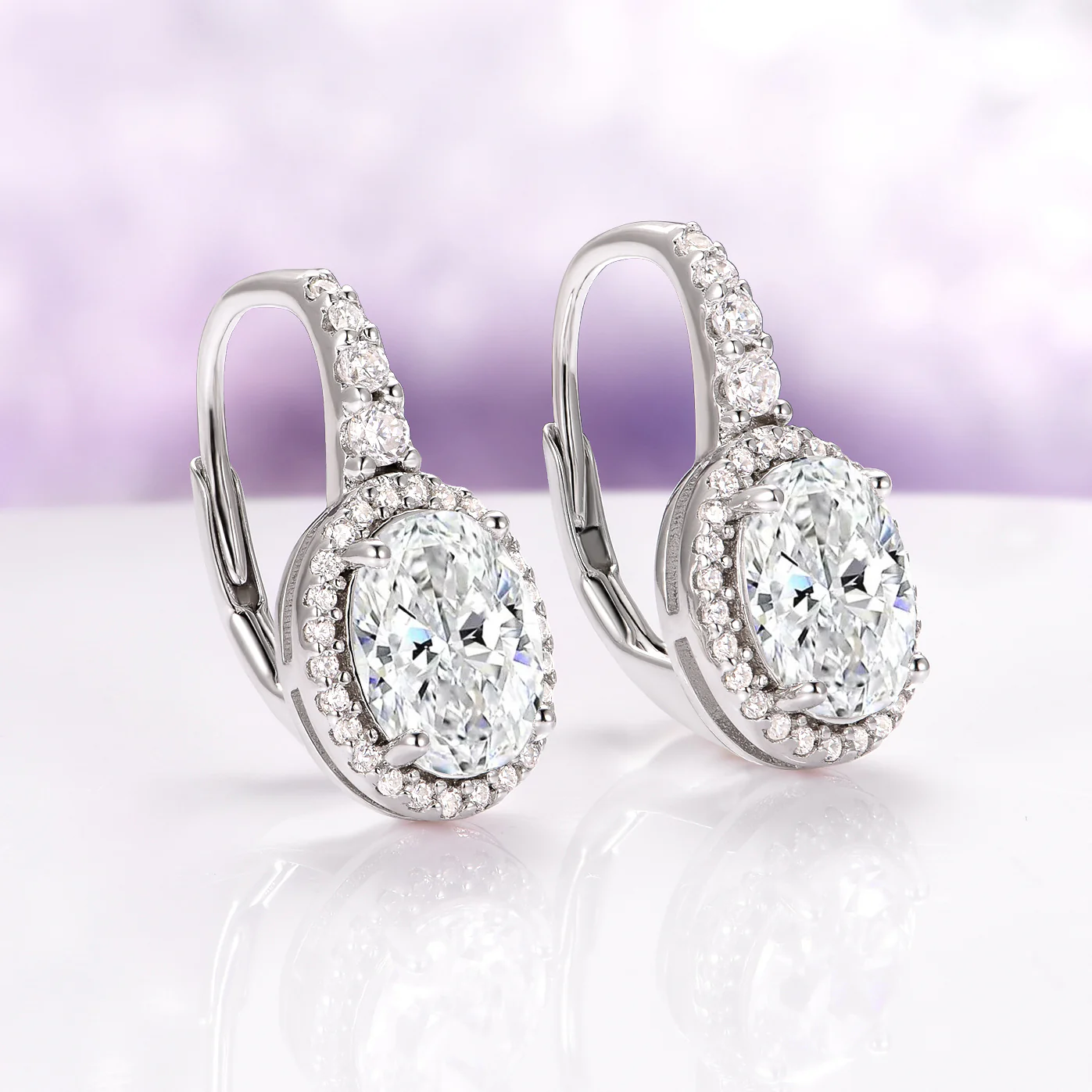 Simulated Diamond Dangle Earrings in Sterling Silver - Image 5