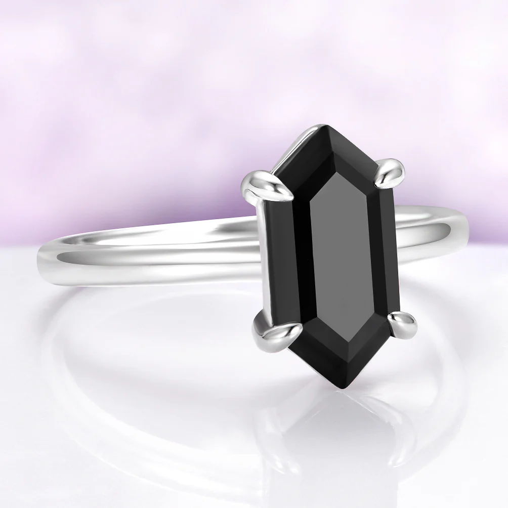 Black Onyx Hexagon Ring in Sterling Silver - Image 3