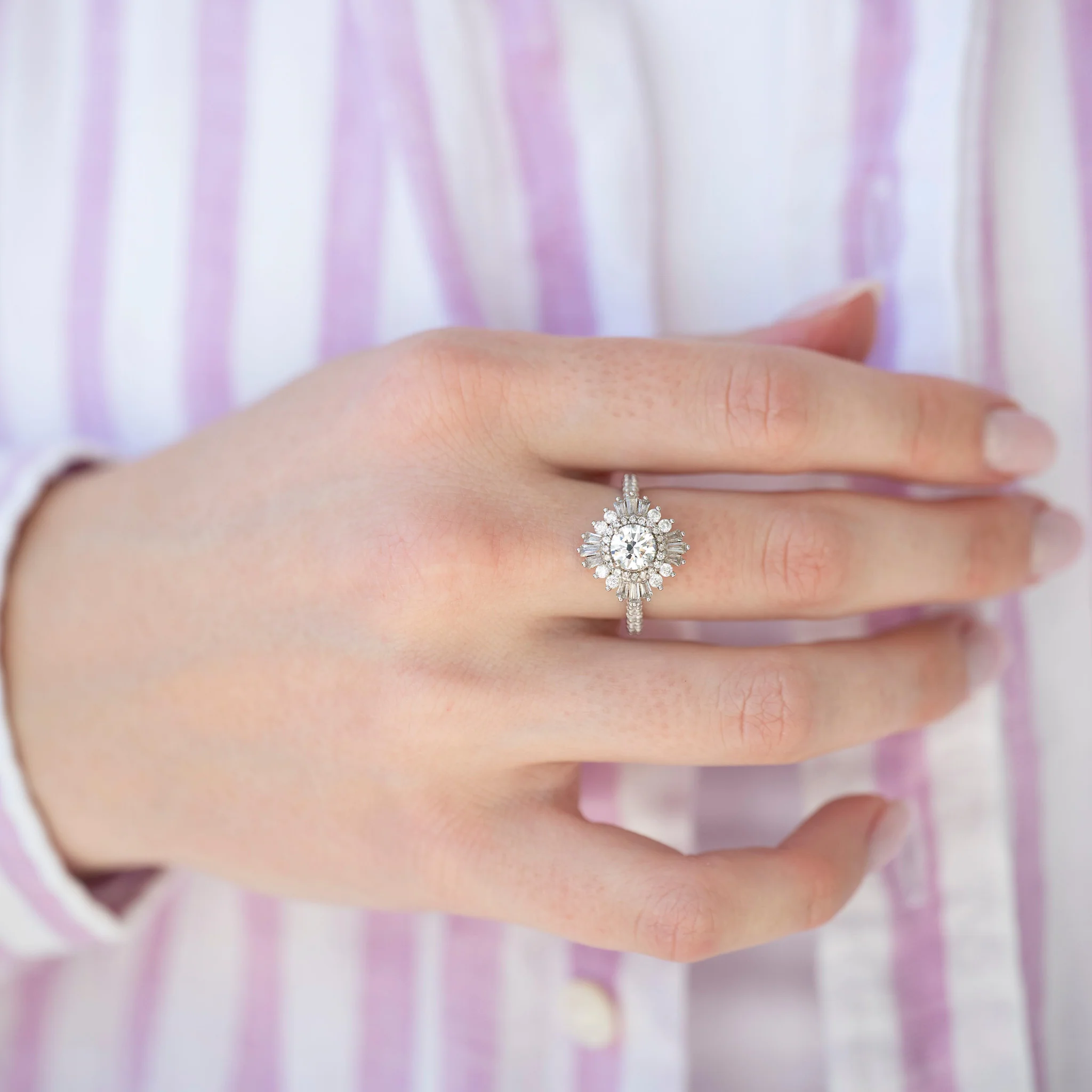 Joelle Vintage Lab-Grown Diamond Engagement Ring in 14K White Gold (IGI Certified) - Image 2