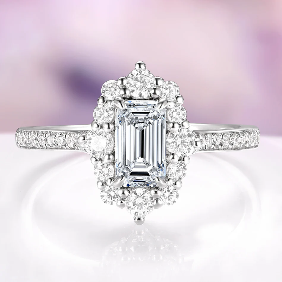 Emerald Cut Lab-Grown Diamond Engagement Ring in 14K White Gold (IGI Certified)