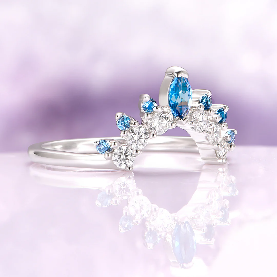 London Blue Topaz Stacking Wedding Band in Sterling Silver - Image 3