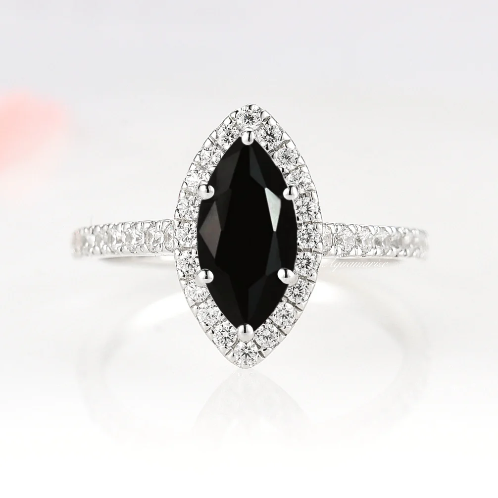 Valeria Marquise Black Onyx Ring in Sterling Silver - Image 4