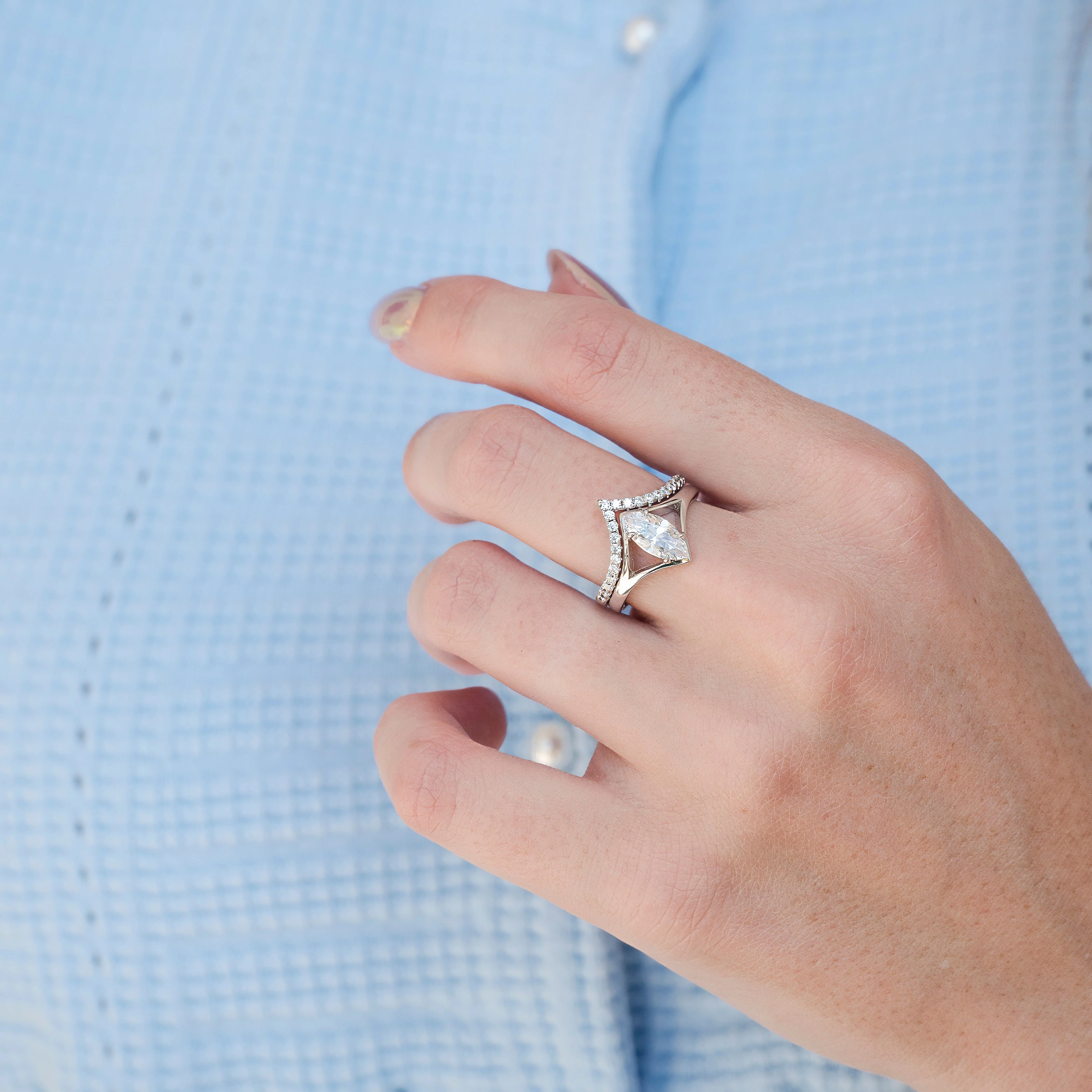 Marquise Cut Simulated Diamond Couples Ring Set - Image 4