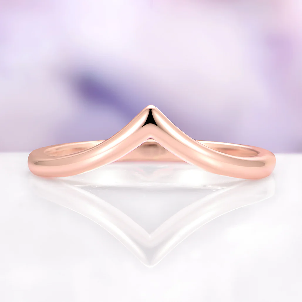 Chevron Nesting Wedding Band in Solid 14K Rose Gold