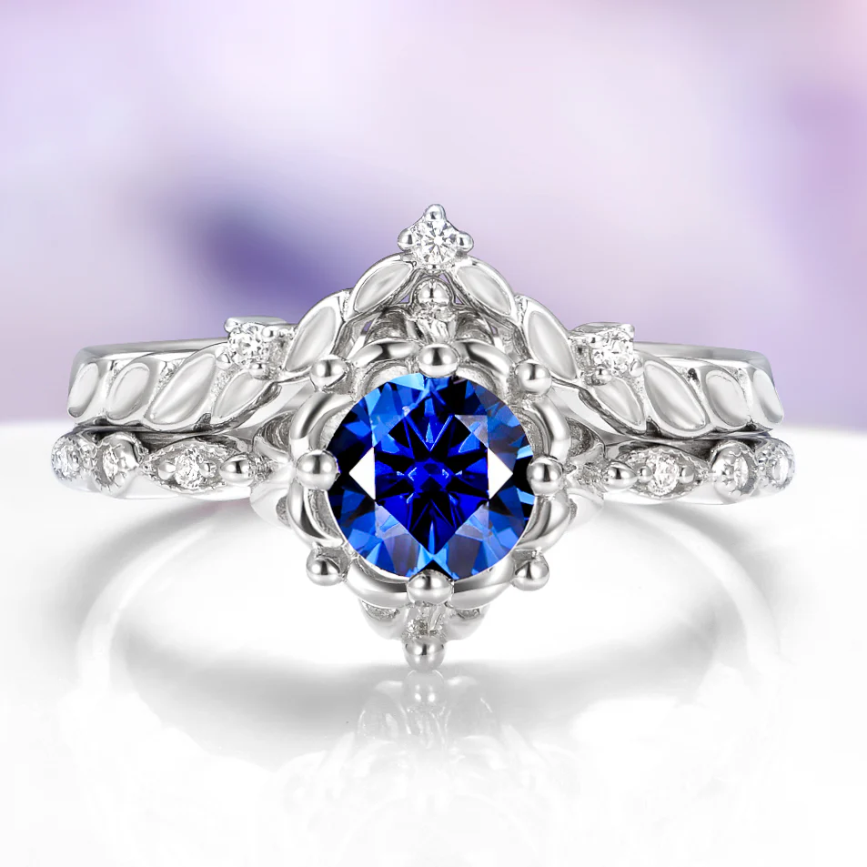 Midnight Fairy Blue Moissanite Ring Set in Sterling Silver