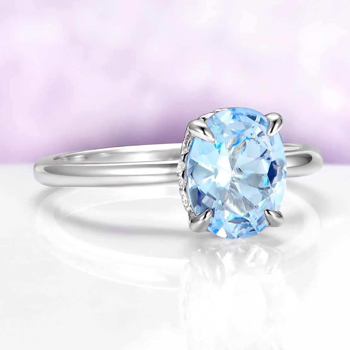 Minimalist Aquamarine Ring in Sterling Silver - Image 4