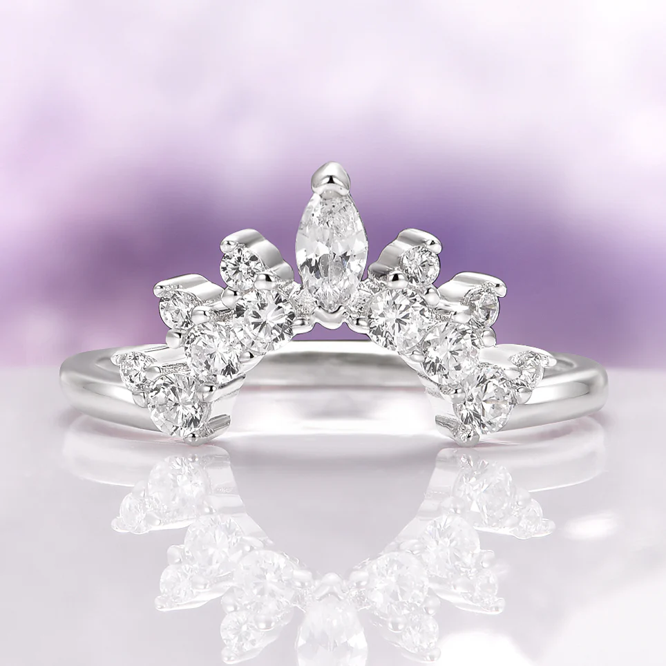 Marquise Diamond Stacking Wedding Band in 14K White Gold