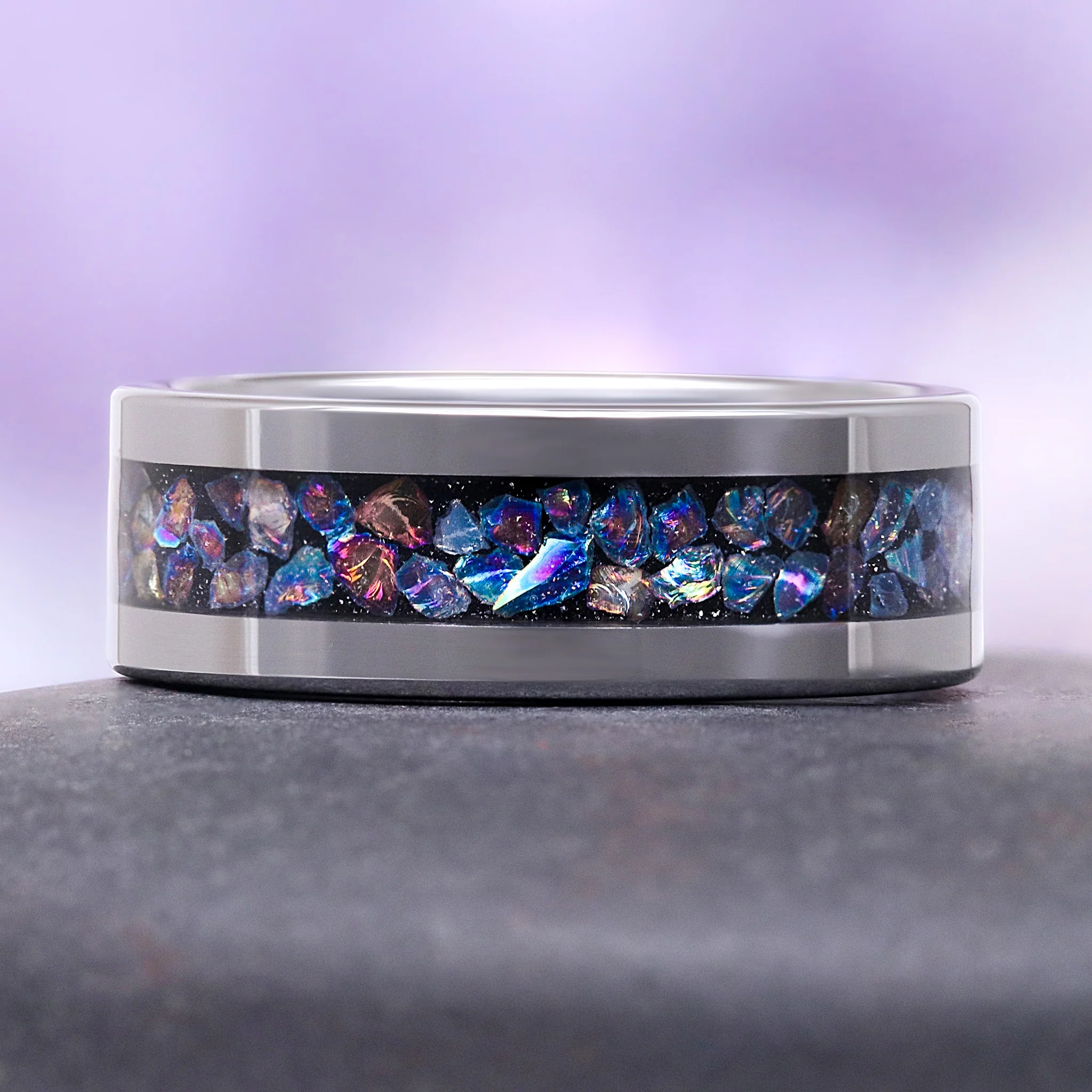 Mystical Fairy Rainbow Moissanite Couples Ring Set - Image 3