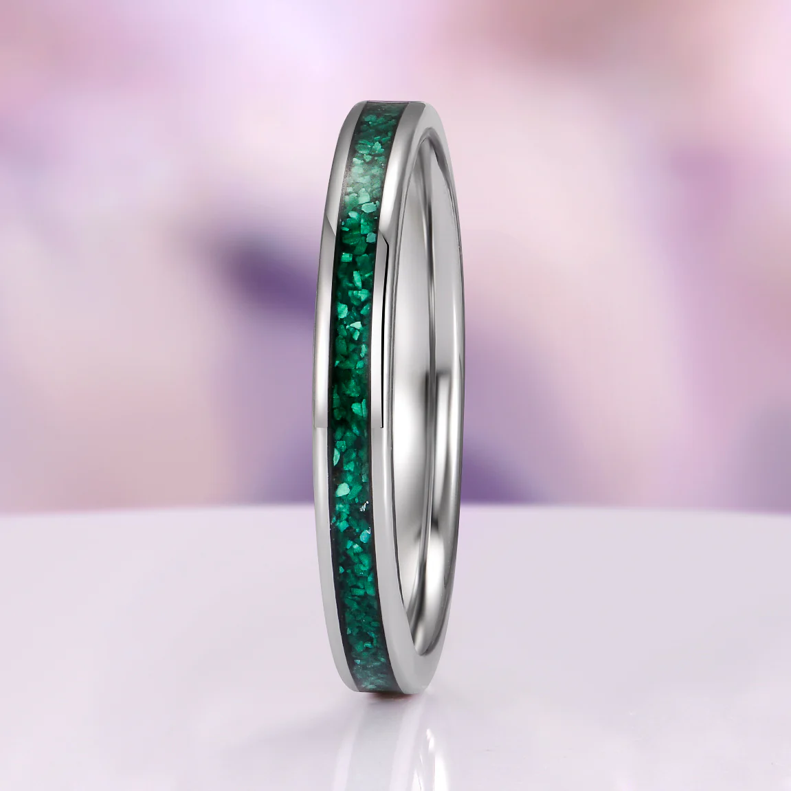 Natural Malachite Minimalist Couples Ring Set - Image 2