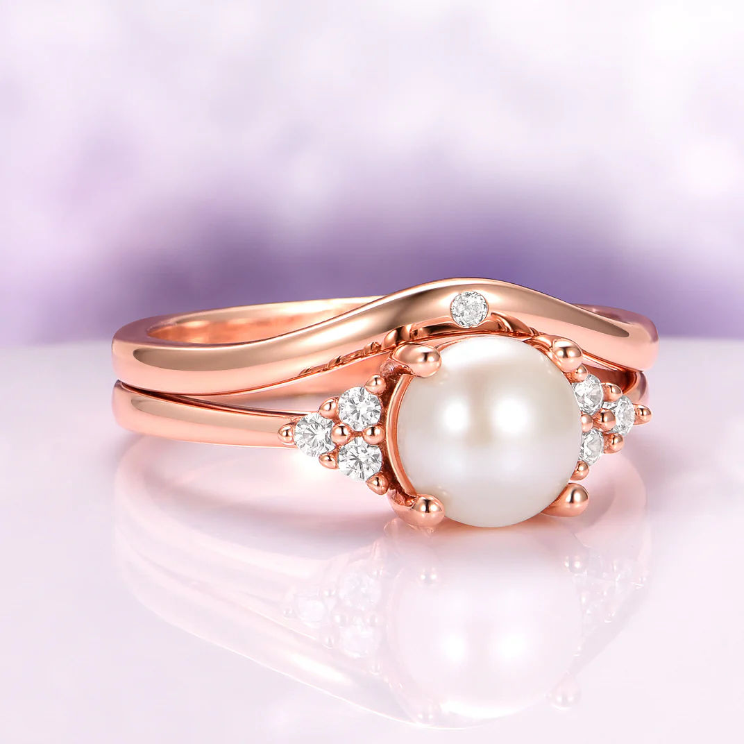 Natural Freshwater Pearl Ring Set in 14K Rose Gold Vermeil - Image 6