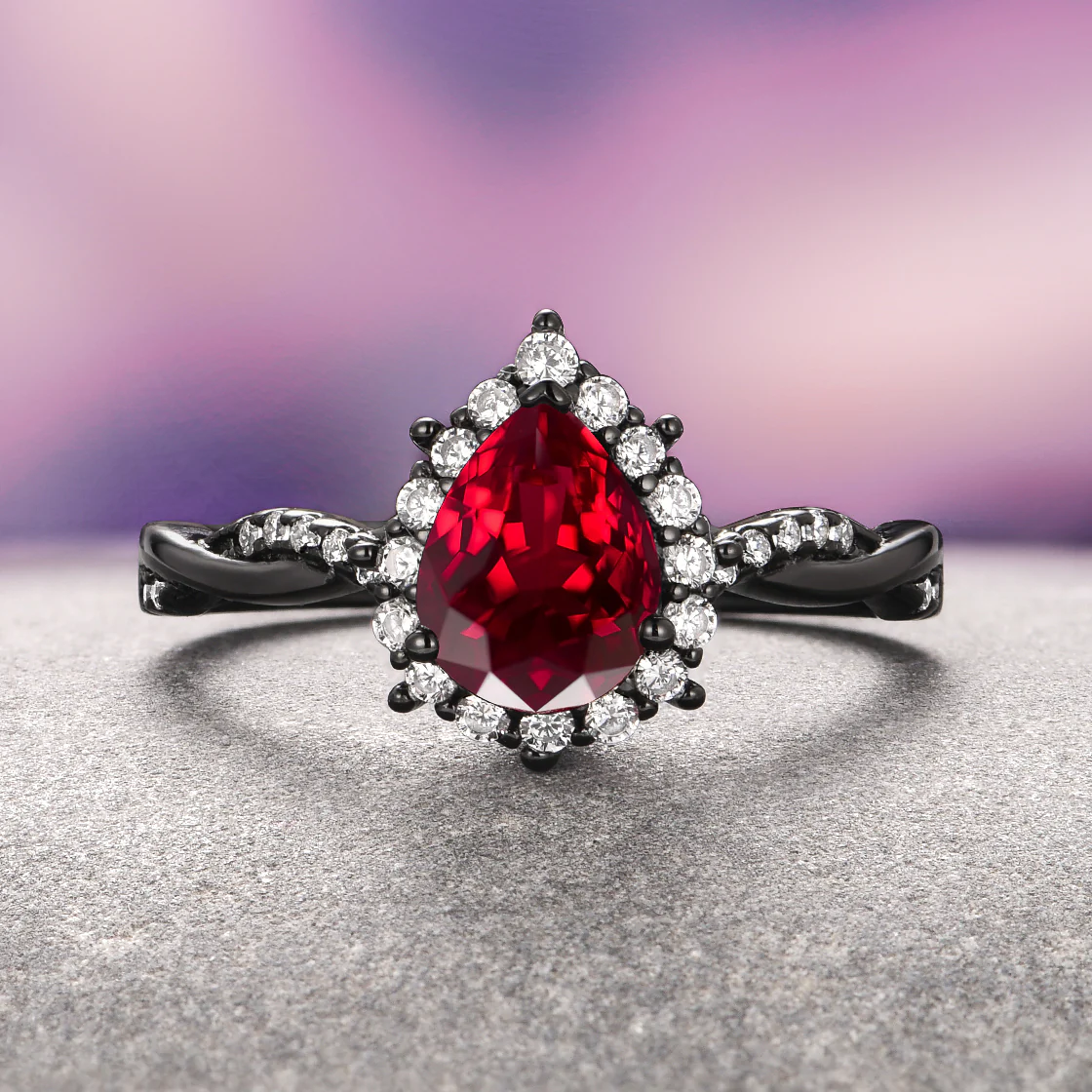 Briar Natural Red Garnet Couples Ring Set - Image 3