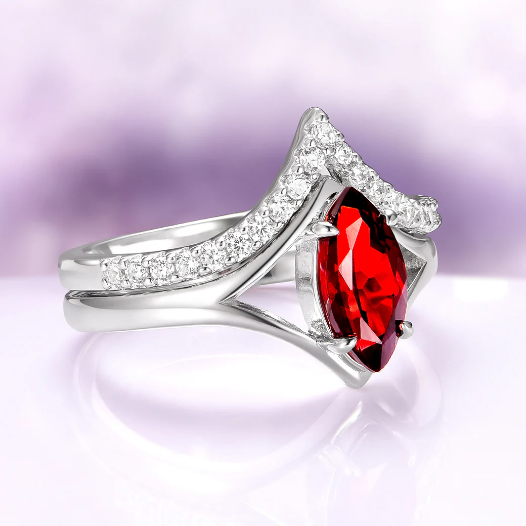 Natural Red Garnet Couples Ring Set - Image 6