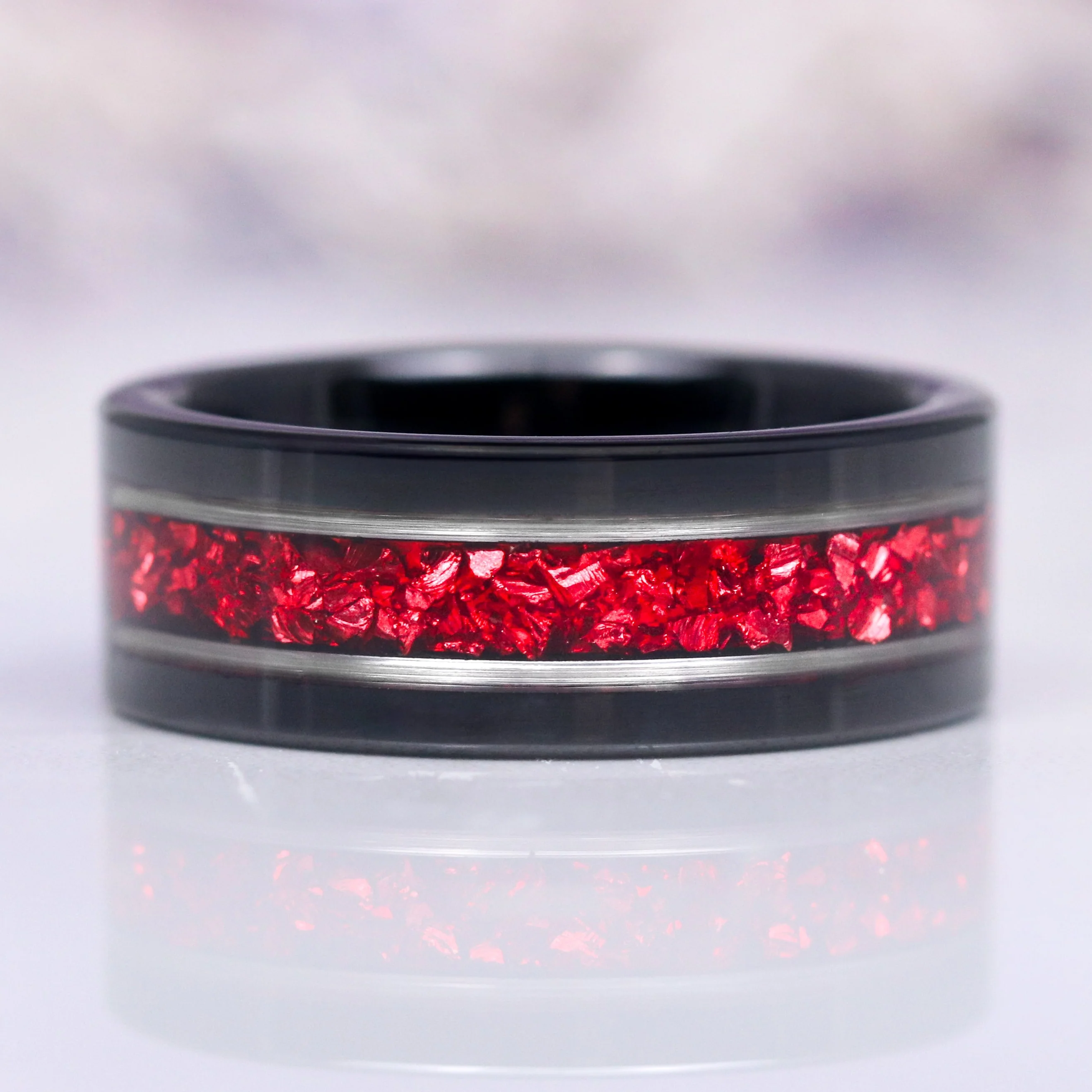 Wisteria Natural Red Garnet Leaf Couples Ring Set - Image 3