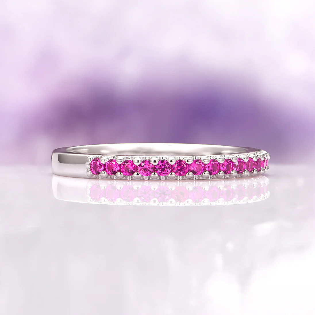 Minimalist Ruby Band in Sterling Silver (2mm) - Image 4