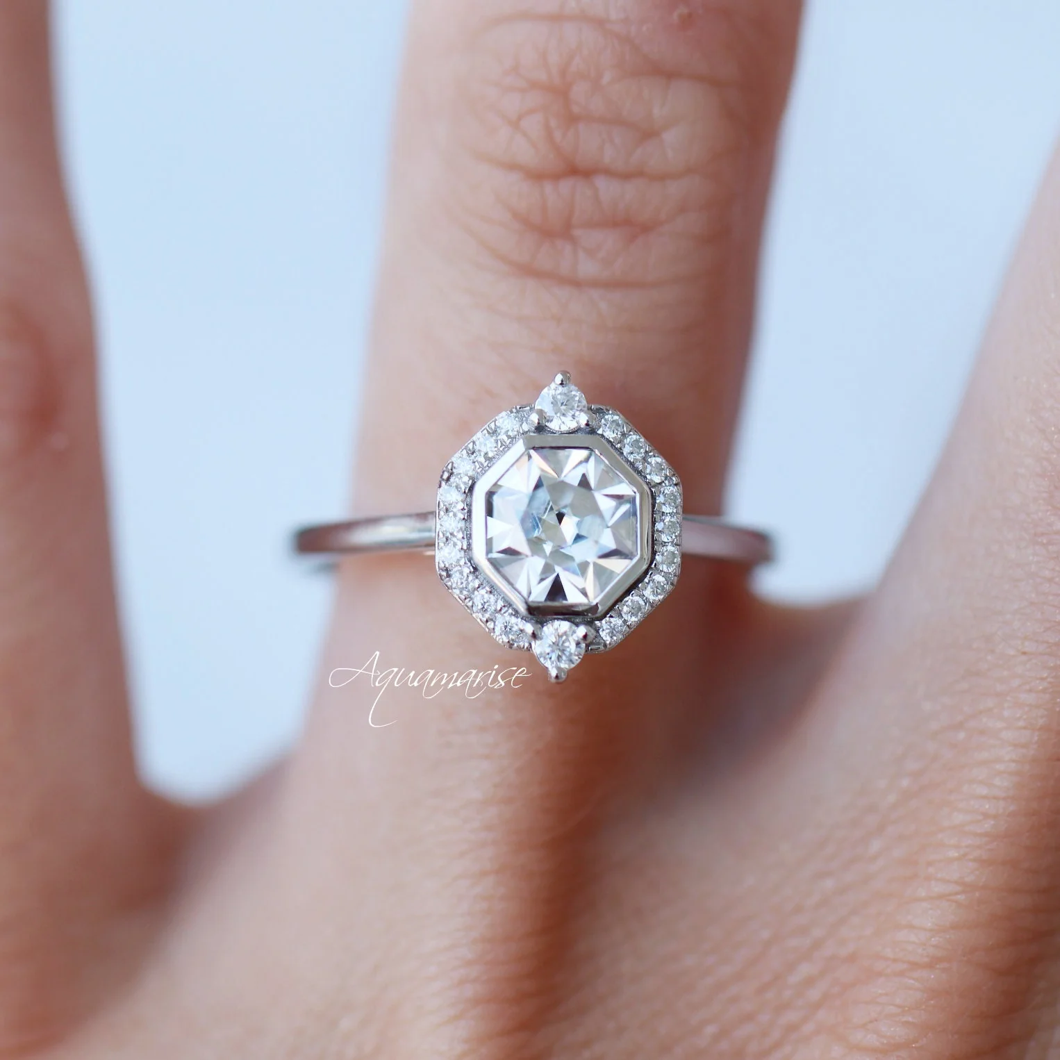 Octavia Lab-Grown Diamond Engagement Ring- 14K White Gold (IGI Certified) - Image 7