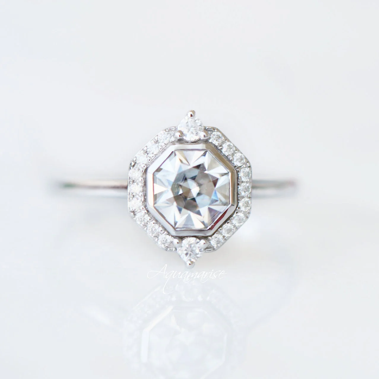 Octavia Lab-Grown Diamond Engagement Ring- 14K White Gold (IGI Certified) - Image 8