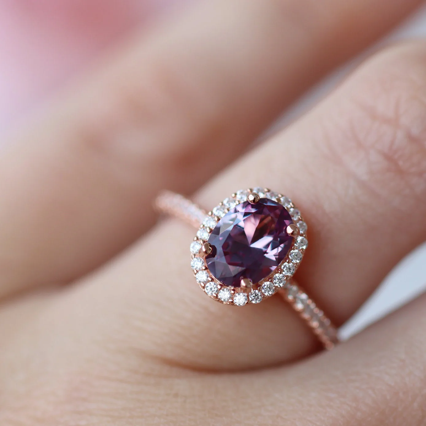 Iris Oval Alexandrite Ring in 14K Rose Gold Vermeil - Image 2