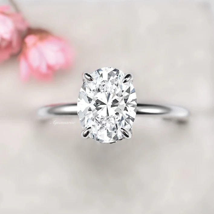 Oval Lab-Grown Diamond Engagement Ring in 14K White Gold (IGI Certified) - Image 3