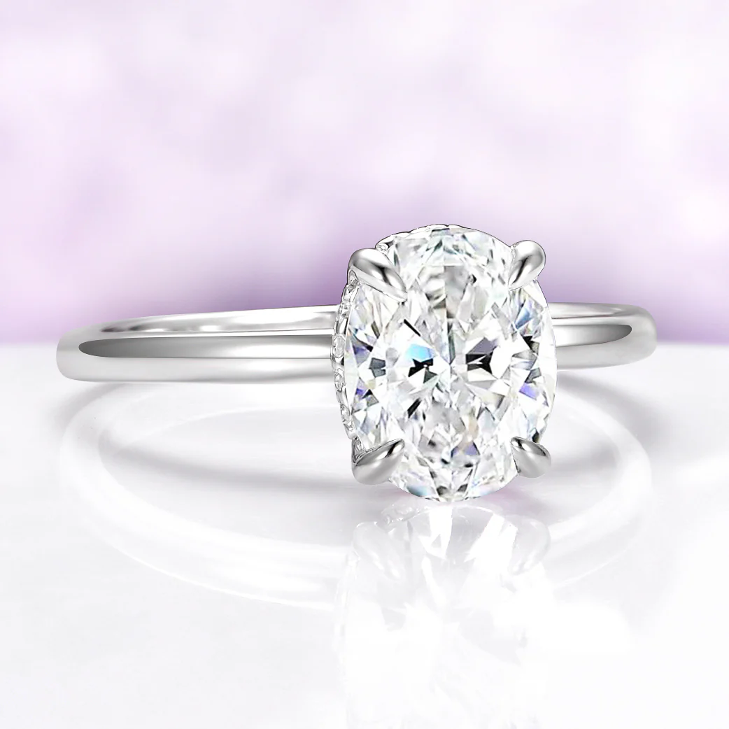 Oval Lab-Grown Diamond Engagement Ring in 14K White Gold (IGI Certified) - Image 5