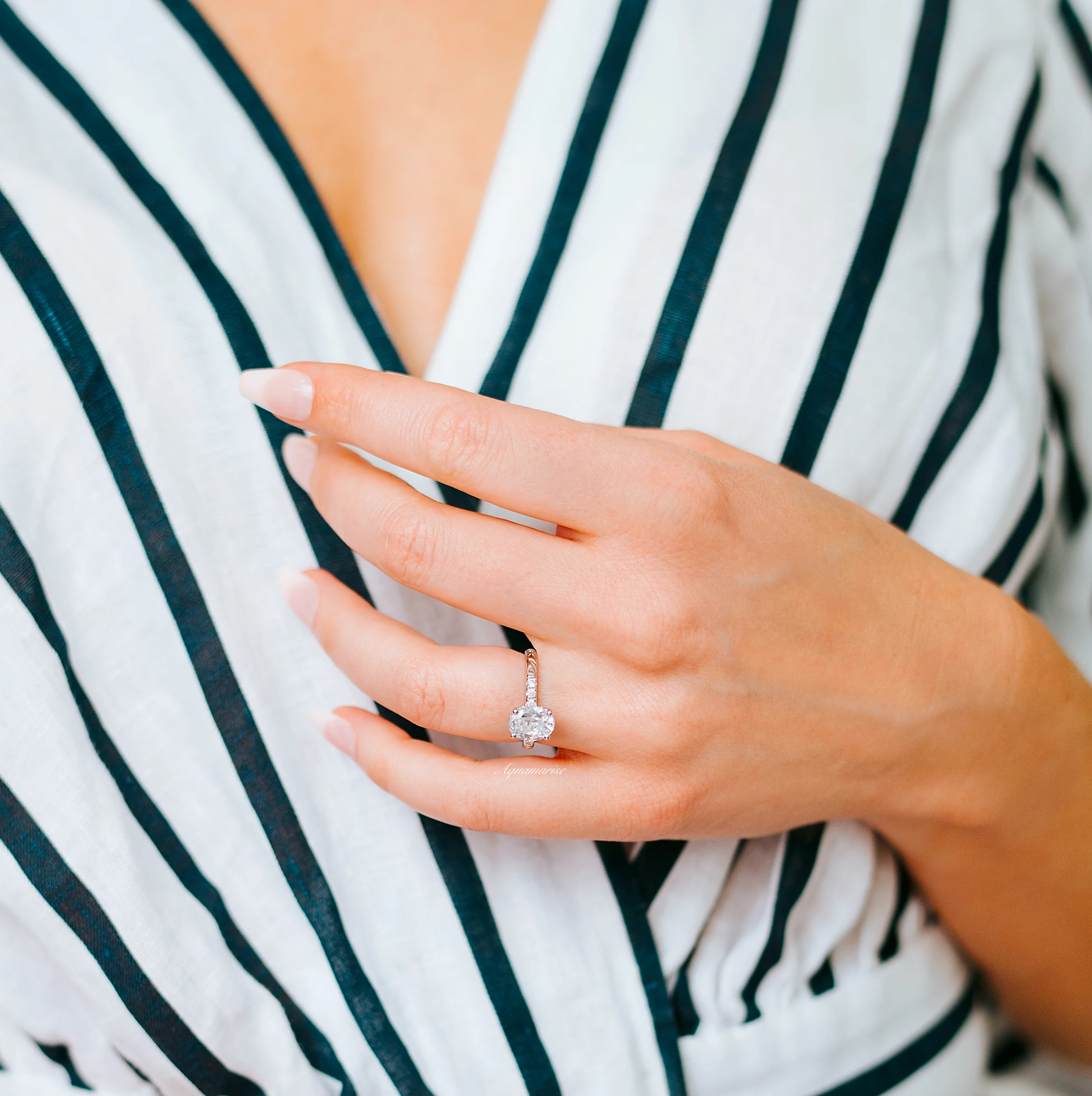 Oval Lab-Grown Diamond Filigree Engagement Ring in 14K White Gold (IGI Certified) - Image 2