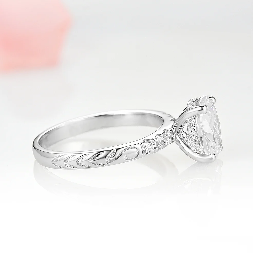 Oval Lab-Grown Diamond Filigree Engagement Ring in 14K White Gold (IGI Certified) - Image 4