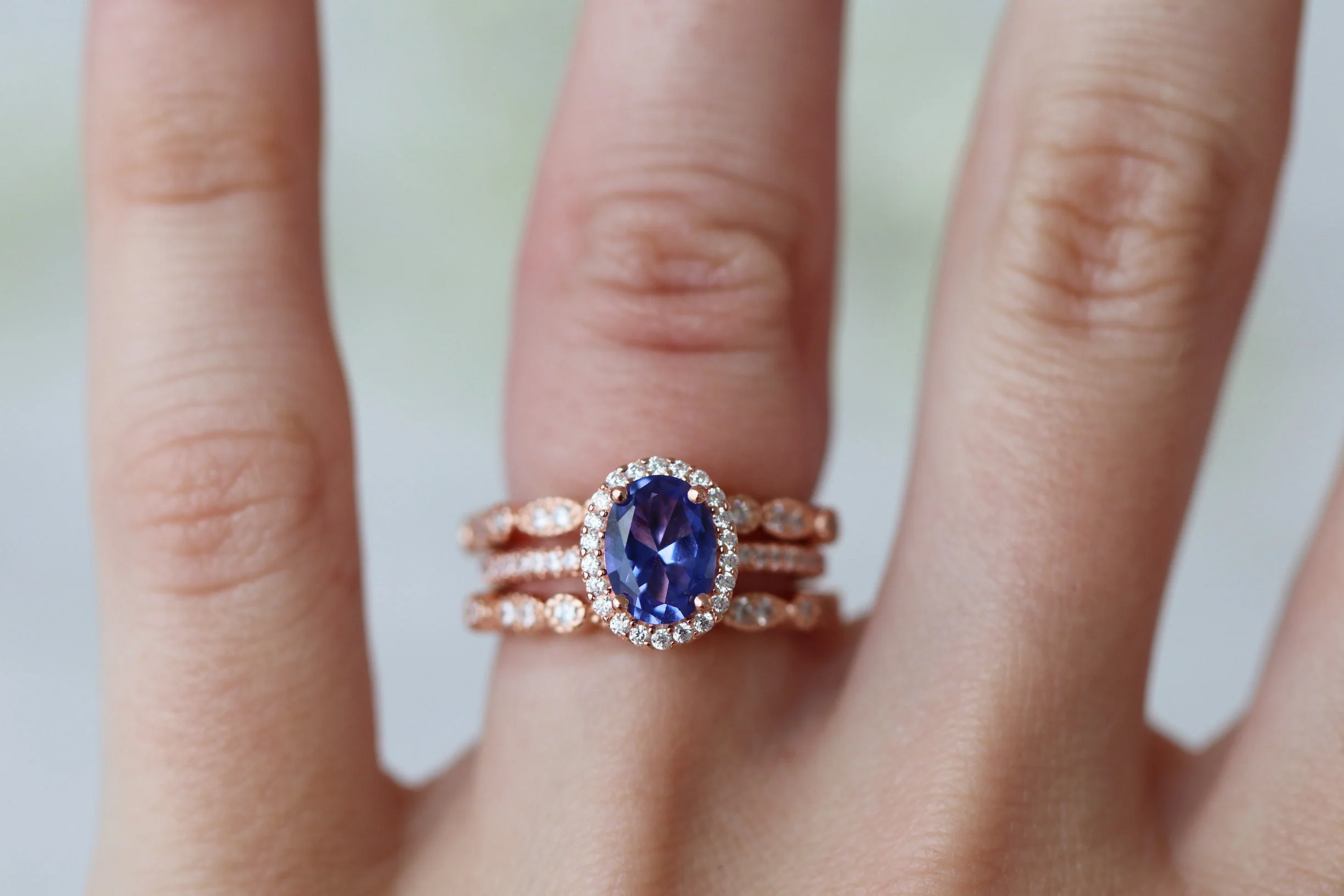 Iris Oval Tanzanite Ring in 14K Rose Gold Vermeil - Image 5