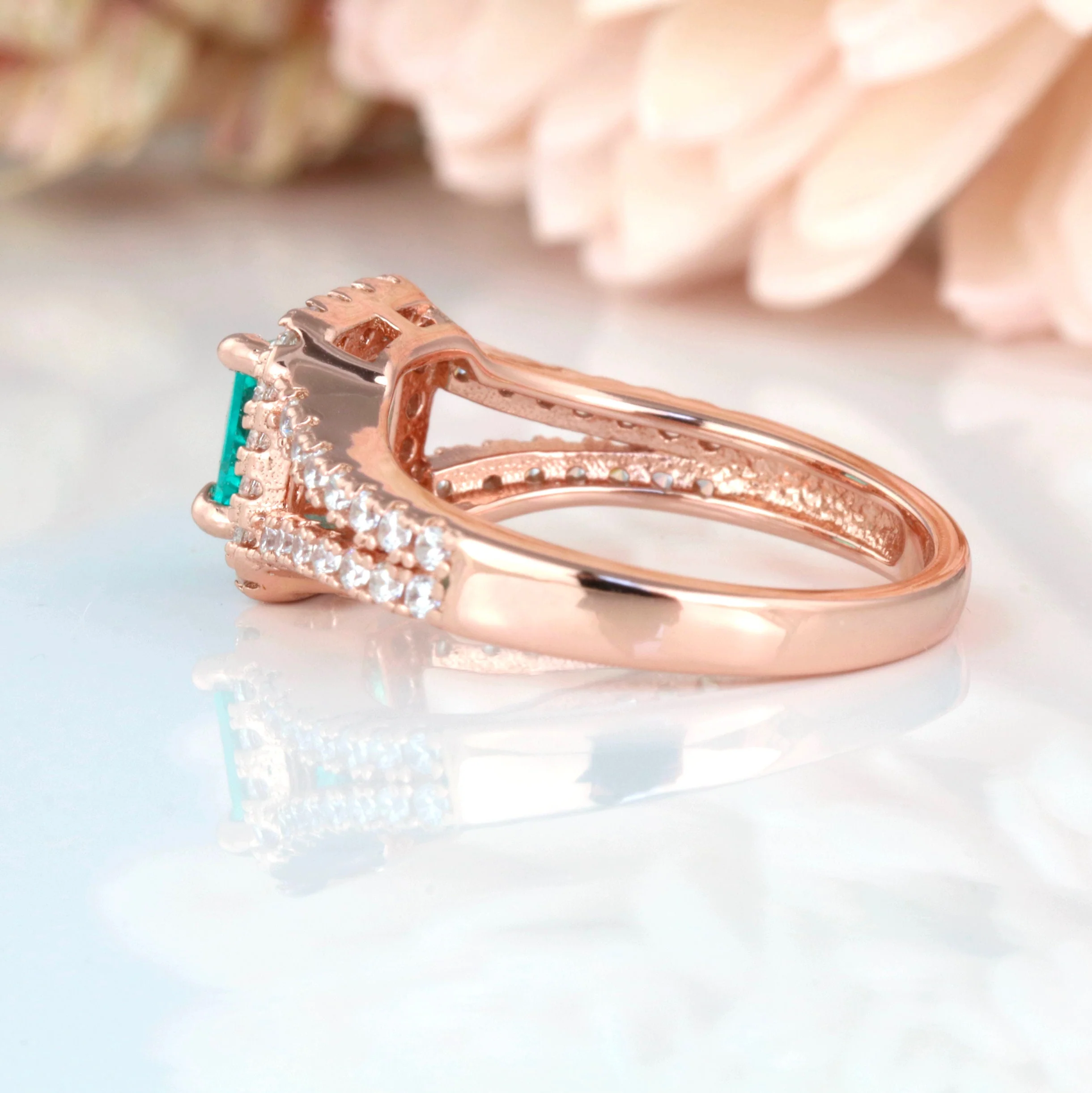Split Shank Paraiba Tourmaline Ring- 14K Rose Gold Vermeil - Image 6