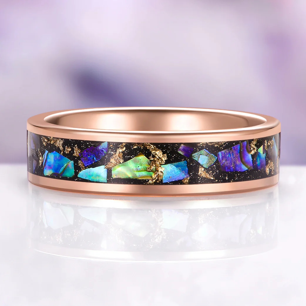 Paula Shell Wedding Band in Rose Gold Tungsten (6MM)