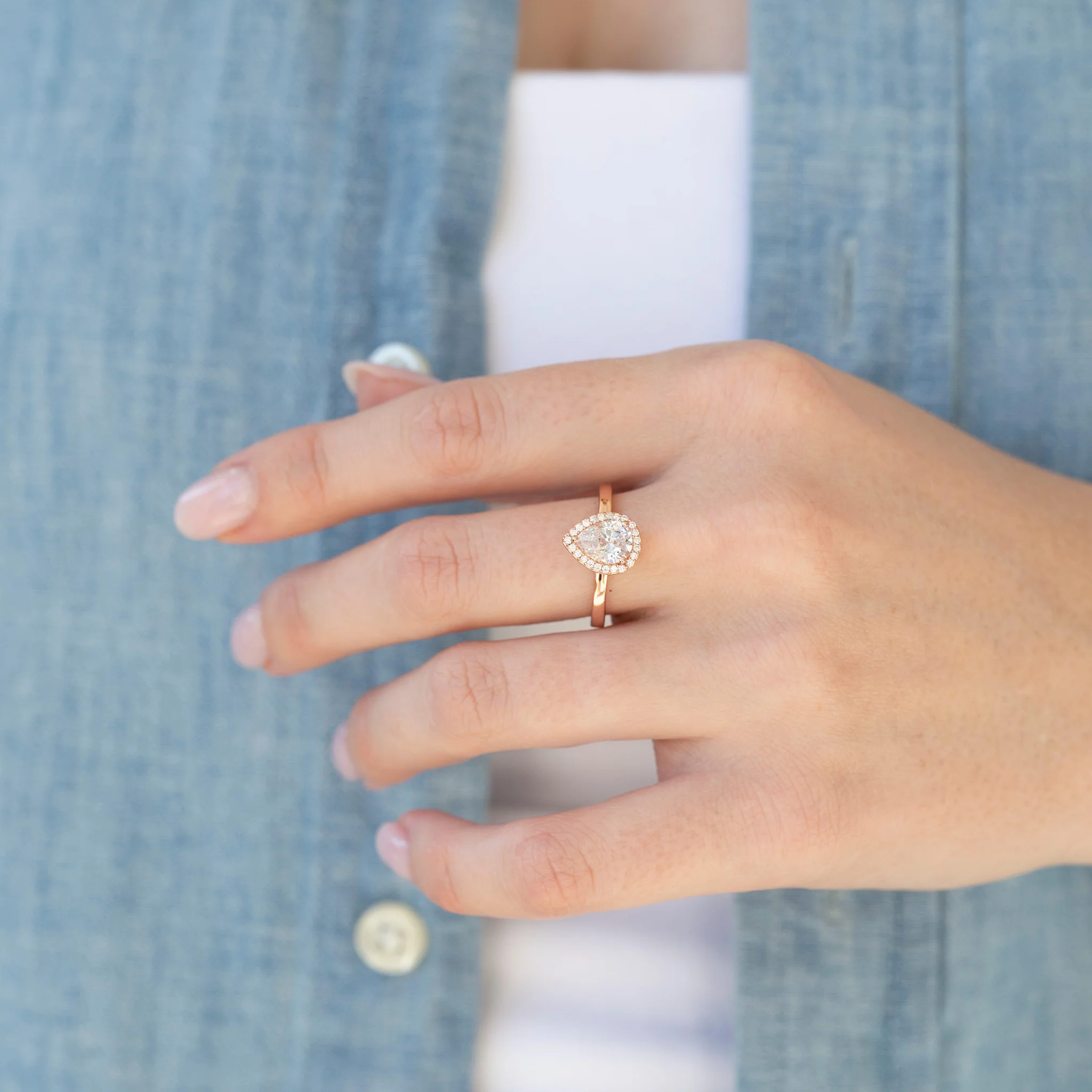 Simulated Diamond Engagement Ring in 14K Rose Gold Vermeil - Image 5