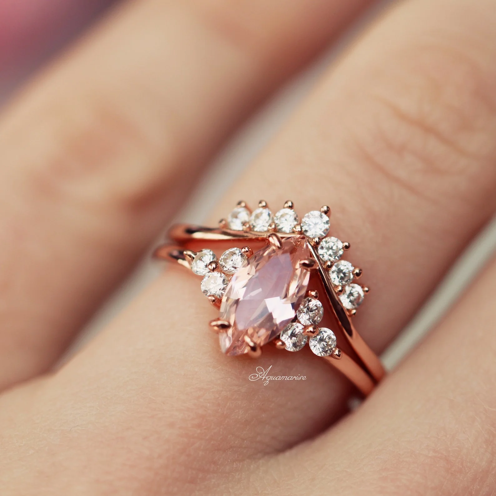 Petite Crown Stacking Wedding Band in 14K Rose Gold Vermeil - Image 3