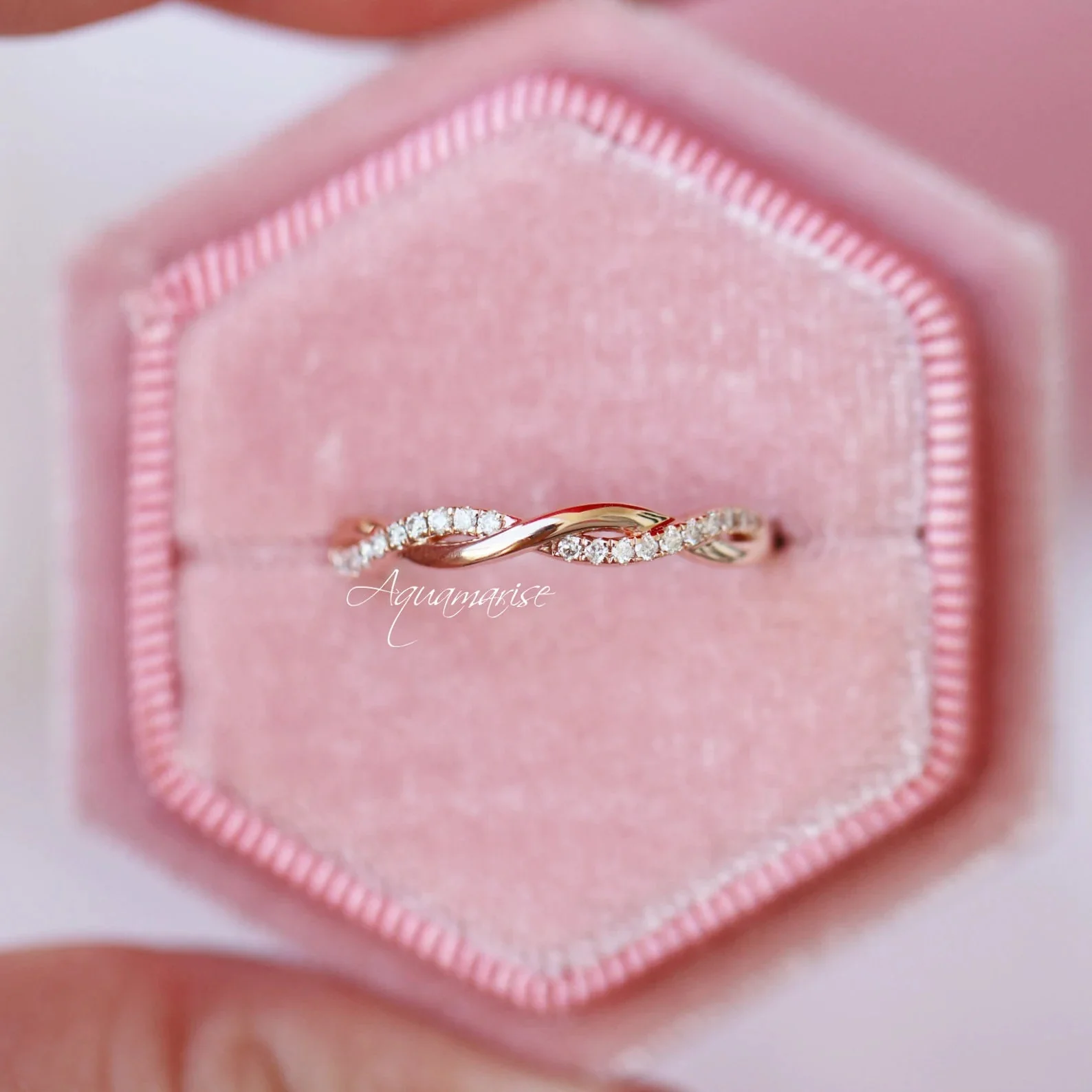 Petite Twisted Vine Diamond Band in 14K Rose Gold Vermeil - Image 3