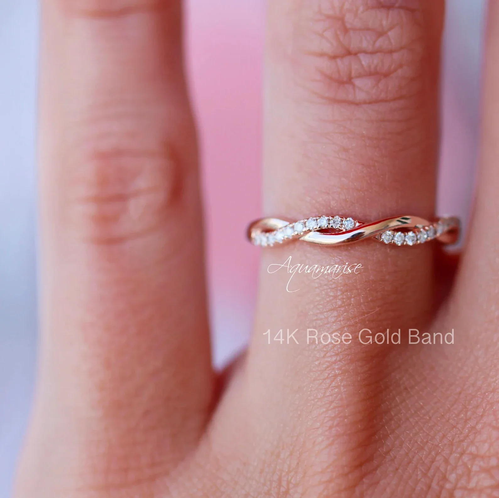 Petite Twisted Vine Wedding Band in 14K Solid Yellow Gold - Image 3