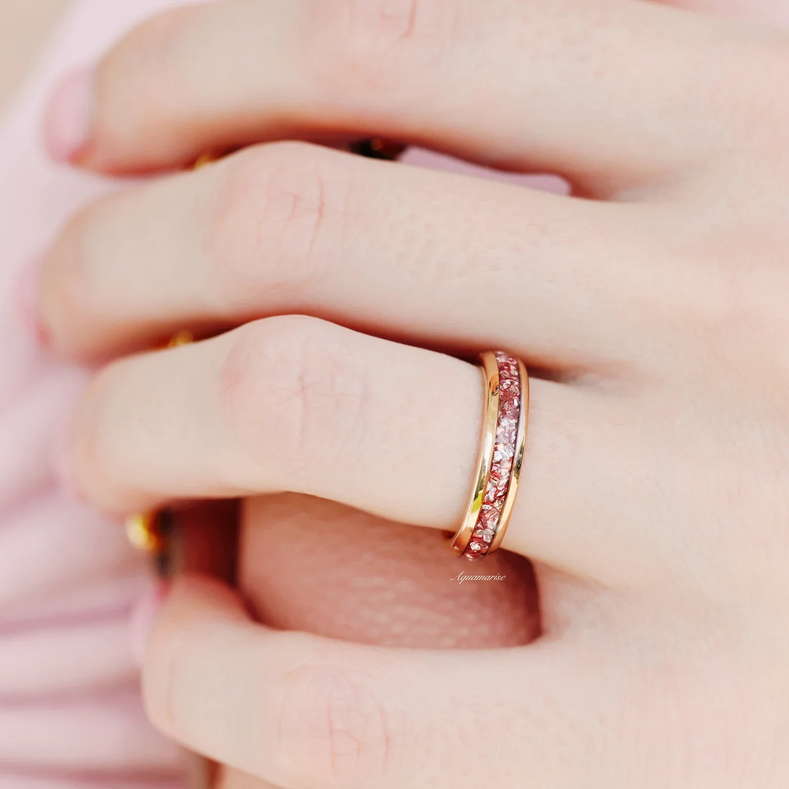 Crushed Morganite Couples Ring Set - Image 4