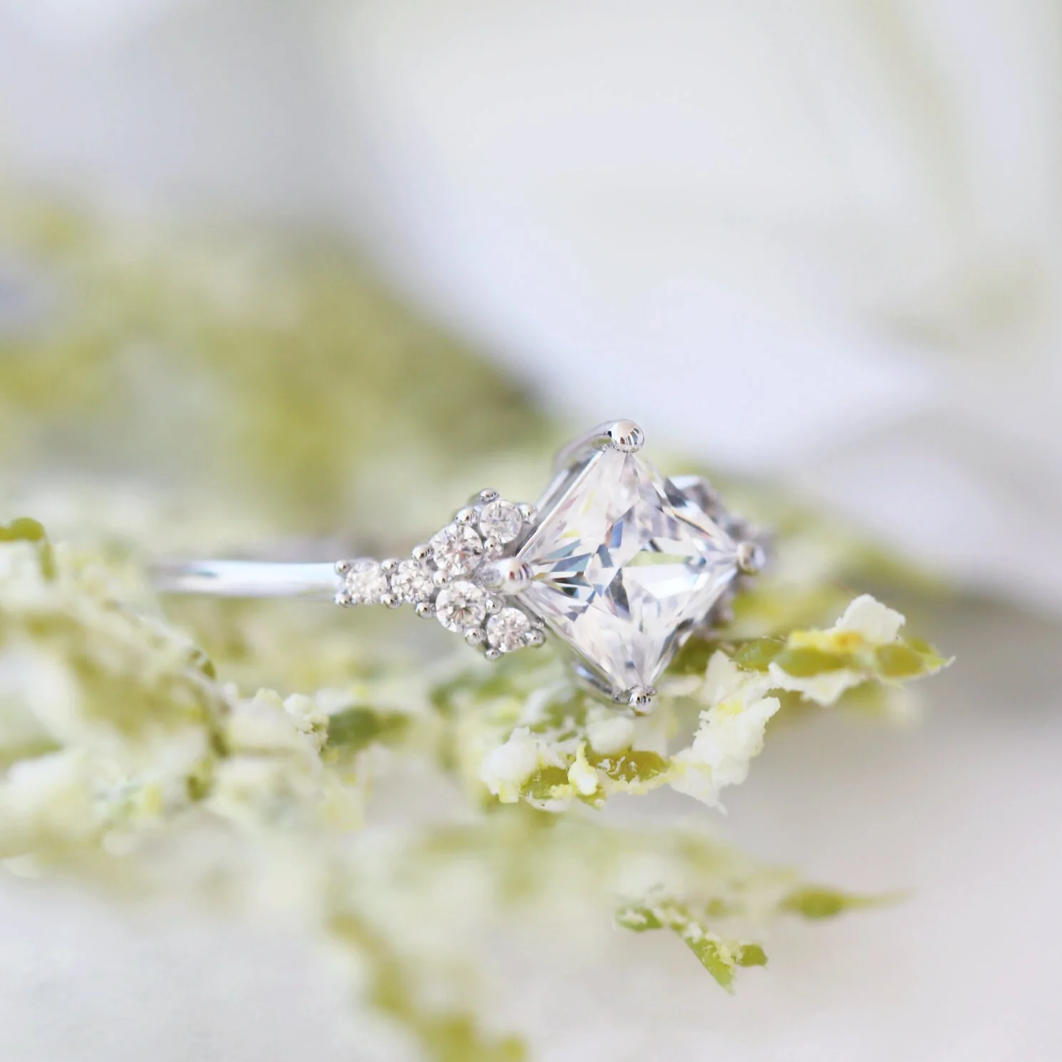 Ellie Simulated Diamond Engagement Ring in Sterling Silver - Image 6