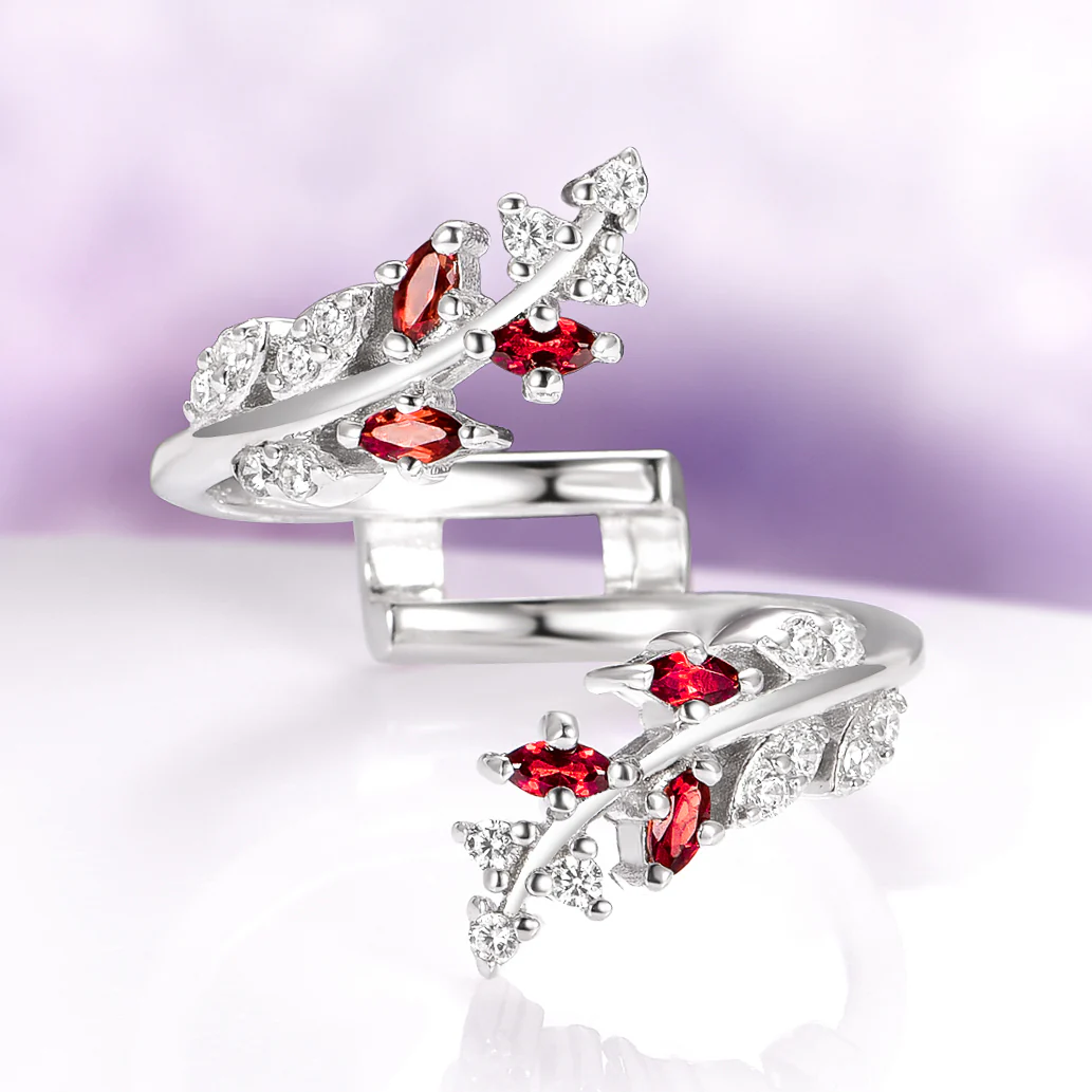 Unique Fireworks Cut Garnet & Whiskey Barrel Couples Ring Set - Image 8