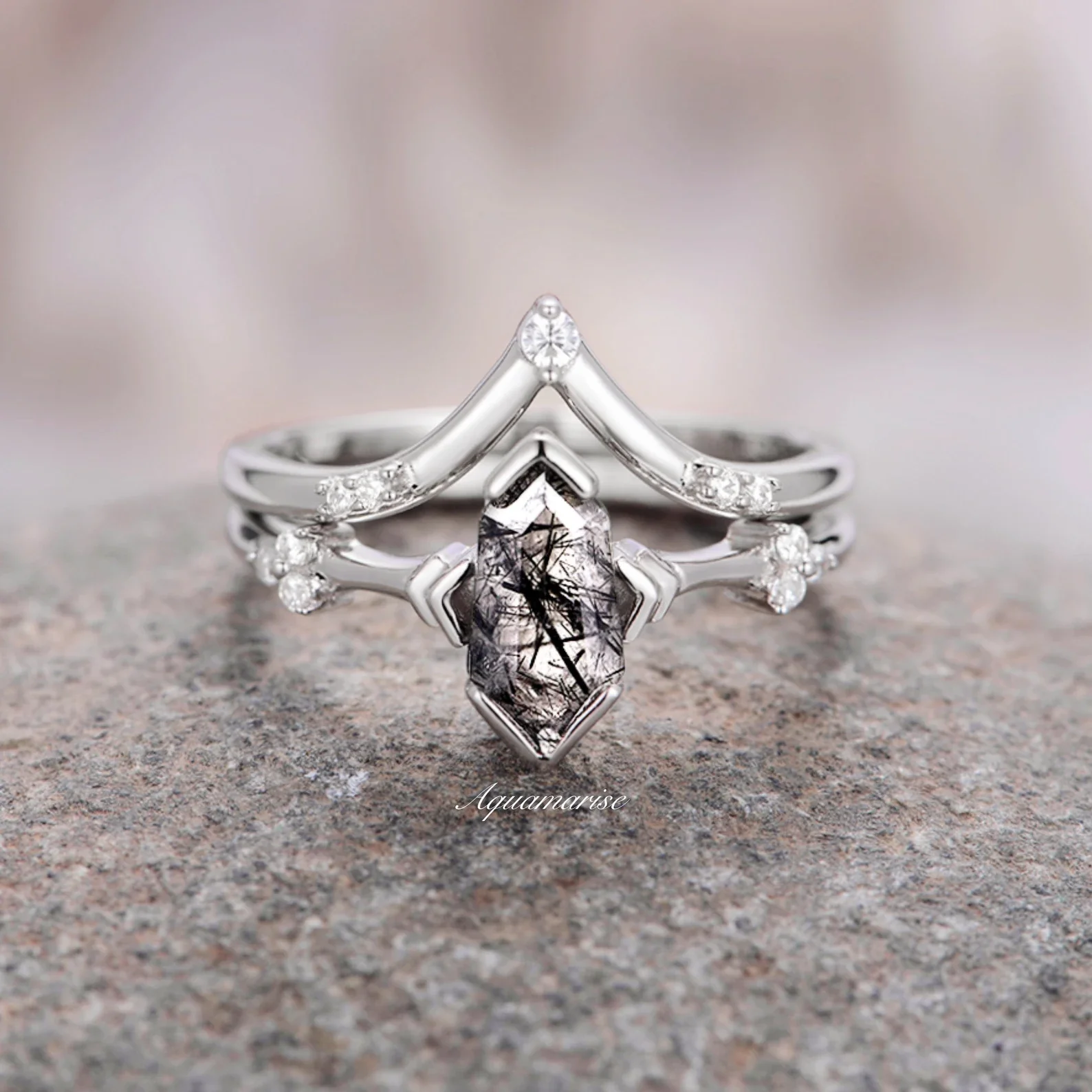 Rutilated Quartz Couples Ring Set - Image 9