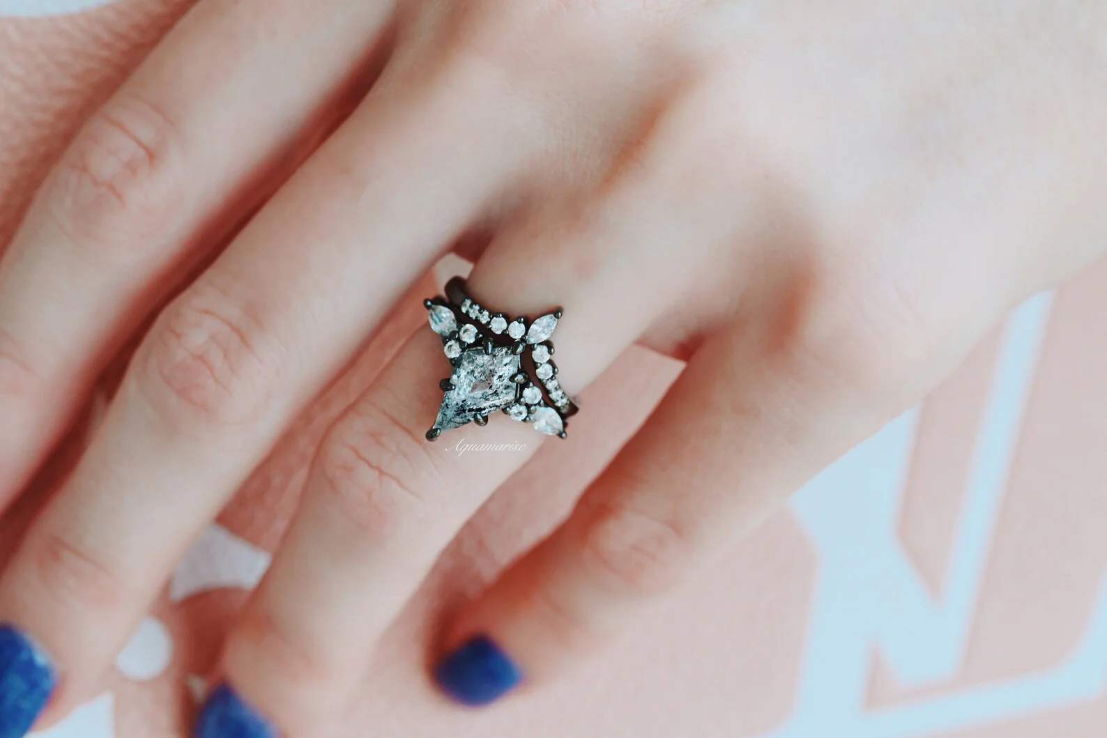 Skye Kite® Galaxy Herkimer Diamond Ring Set in Black Ruthenium - Image 6