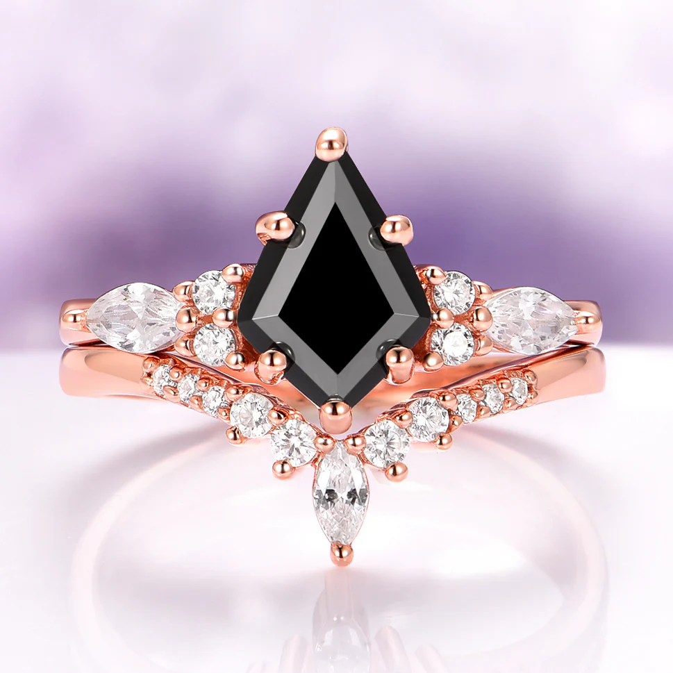Skye Kite® Black Onyx Engagement Ring Set in 14K Solid Rose Gold