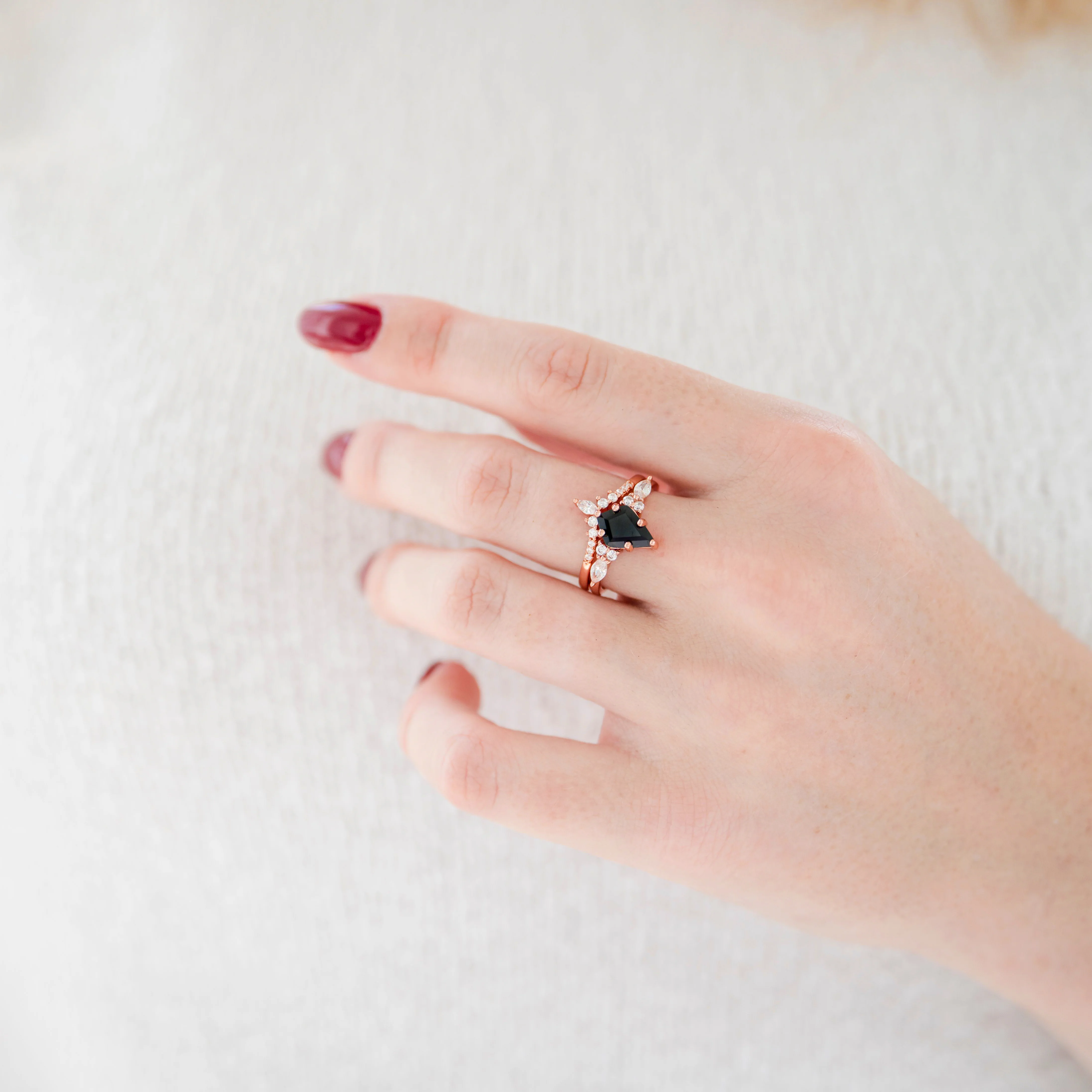 Skye Kite® Black Onyx Engagement Ring Set in 14K Solid Rose Gold - Image 3