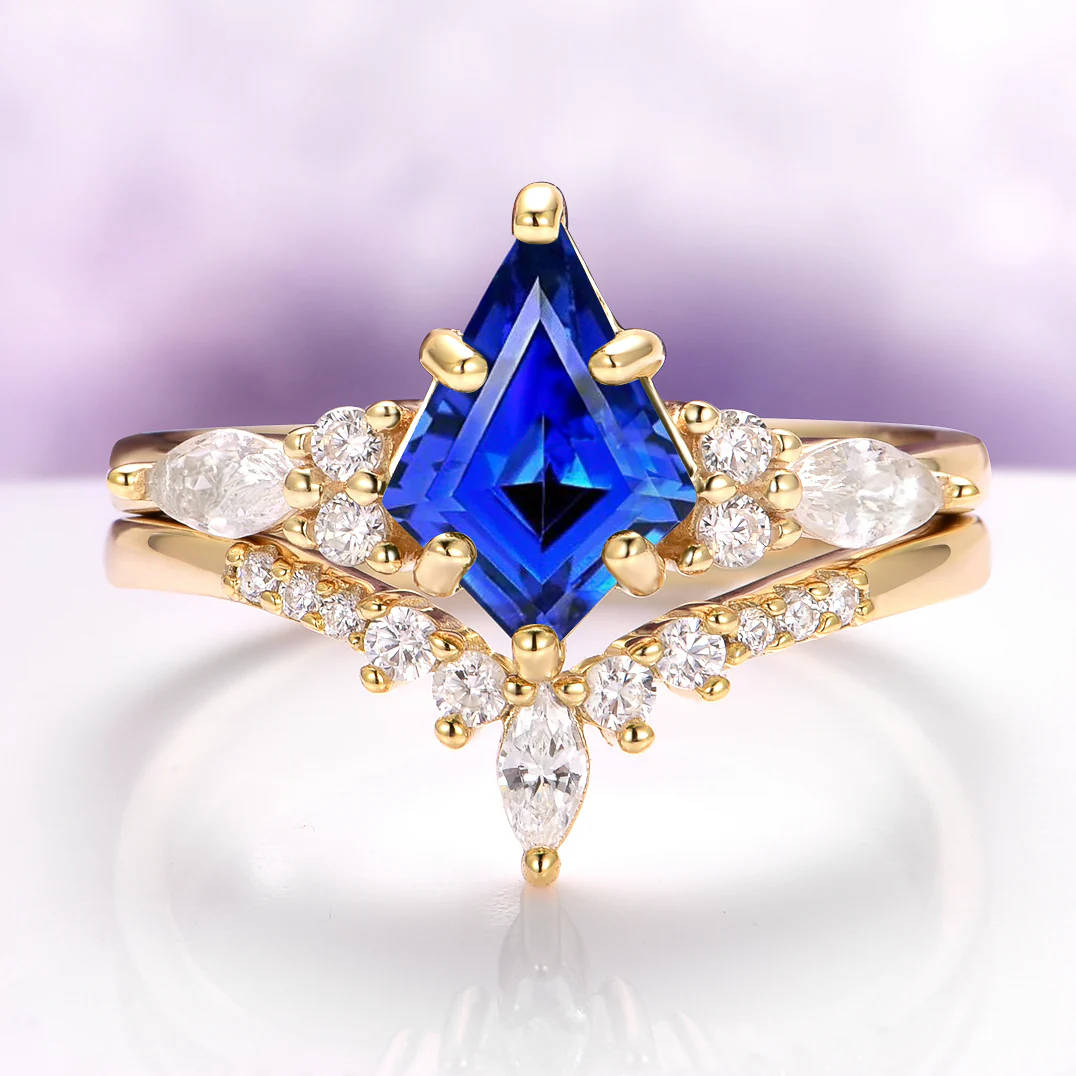 Skye Kite® Blue Sapphire Ring Set in 14K Solid Yellow Gold