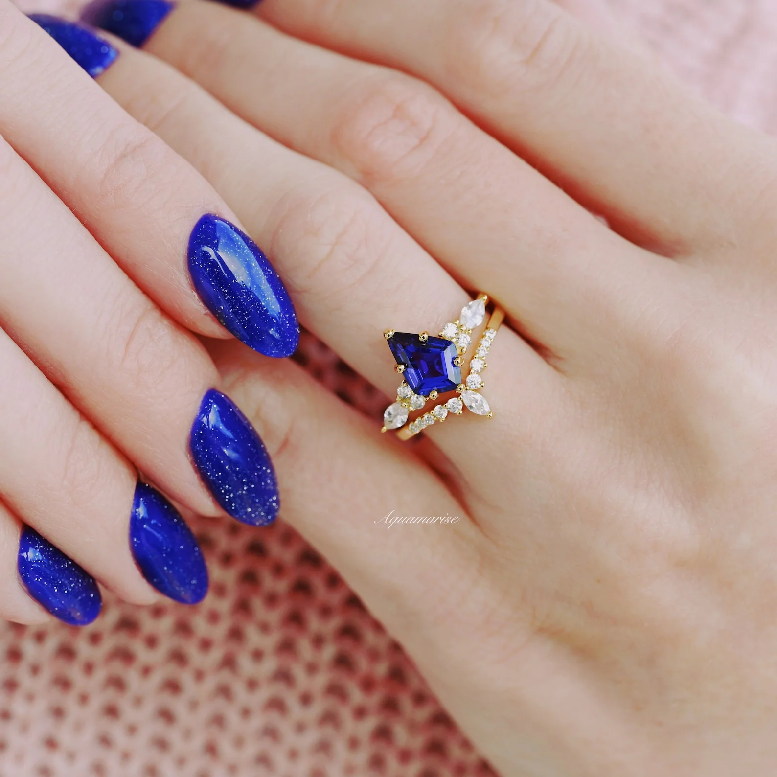 Skye Kite® Blue Sapphire Ring Set in 14K Solid Yellow Gold - Image 4