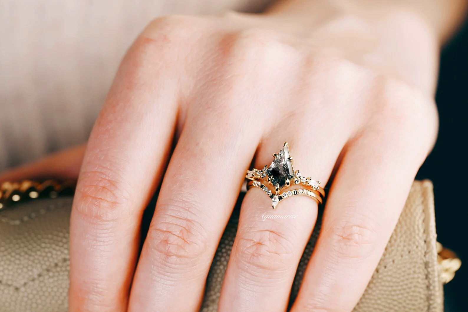 Skye Kite® Galaxy Herkimer Diamond & Meteorite Couples Ring Set - Image 8