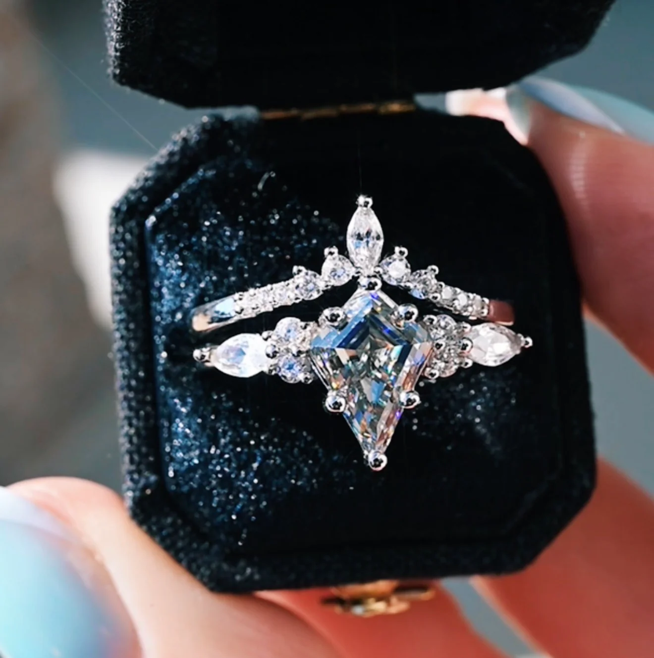 Skye Kite® Gray Moissanite Engagement Ring Set in 14K White Gold - Image 2