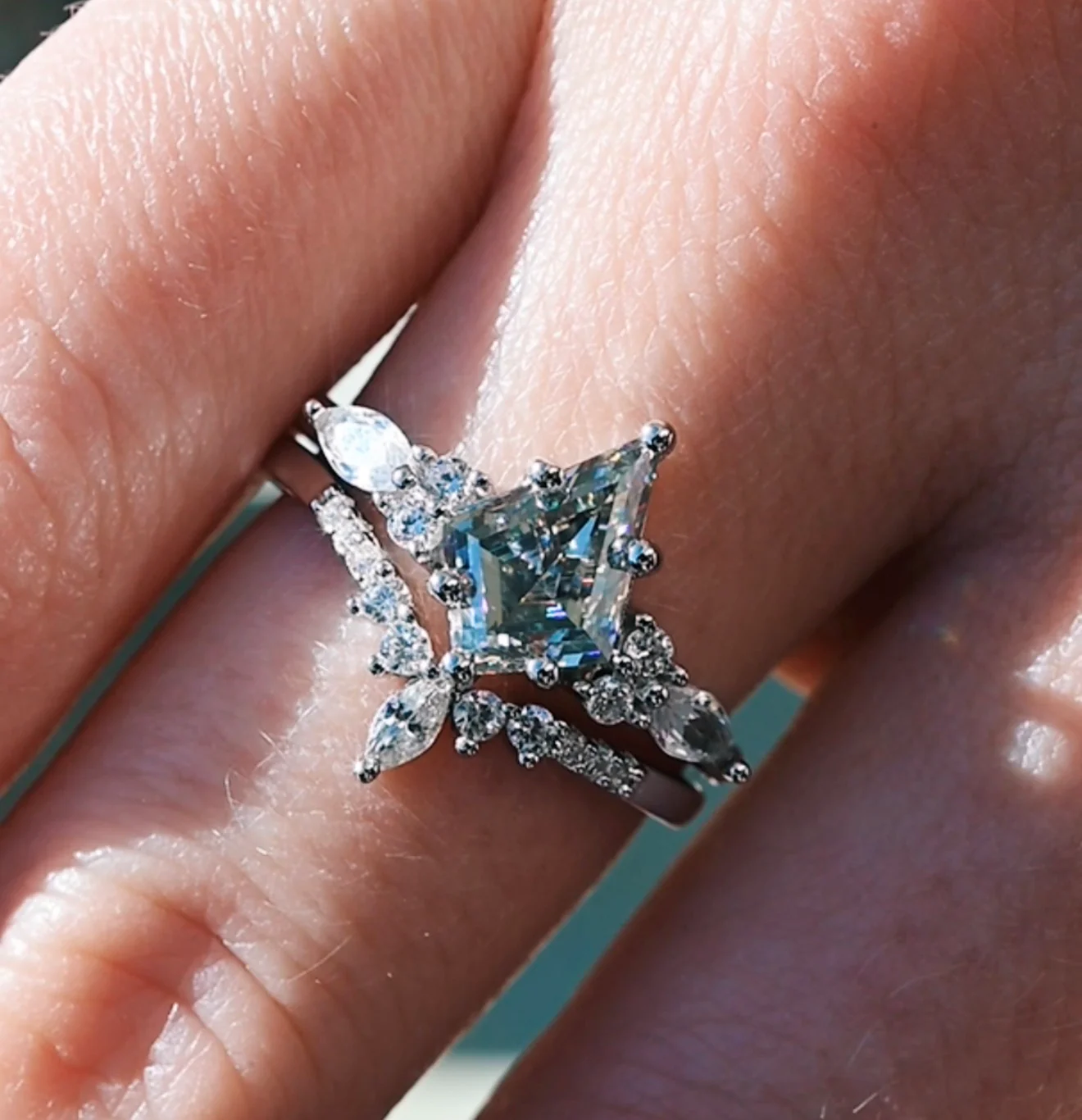 Skye Kite® Gray Moissanite Engagement Ring Set in 14K White Gold - Image 3