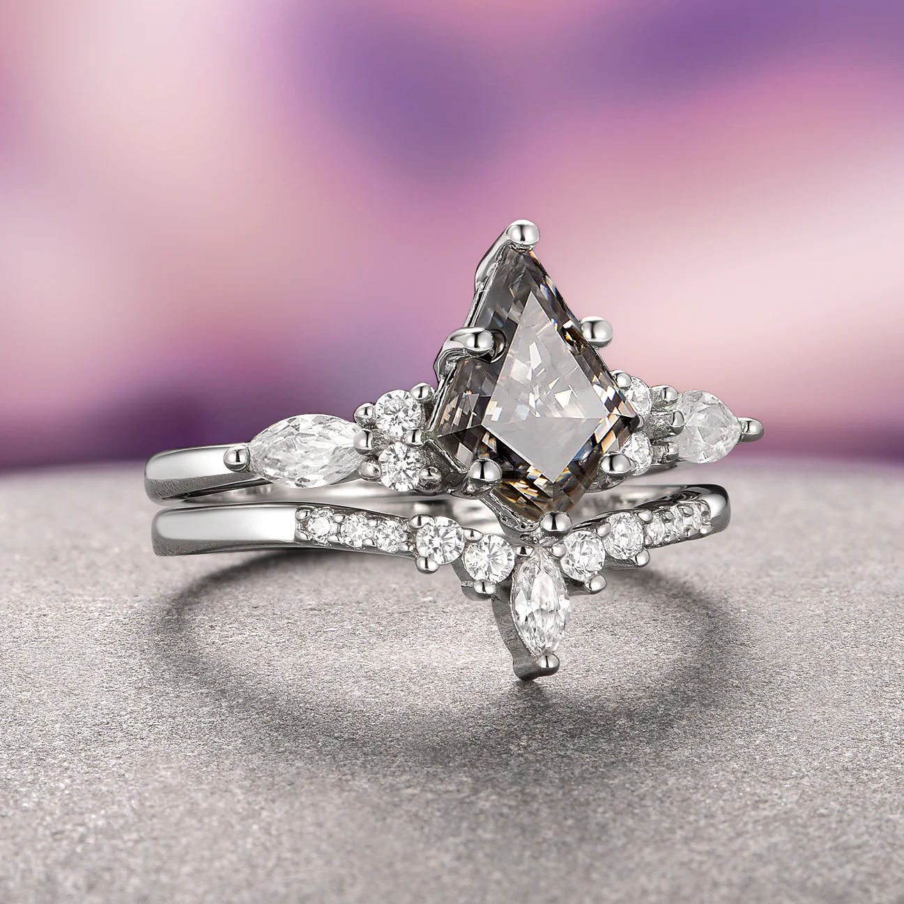 Skye Kite® Gray Moissanite Engagement Ring Set in 14K White Gold - Image 4