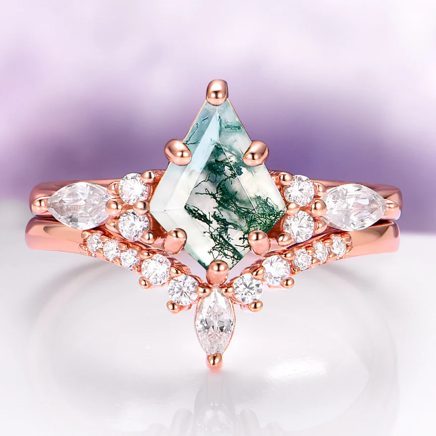 Skye Kite® Green Moss Agate Couples Ring Set - Image 7