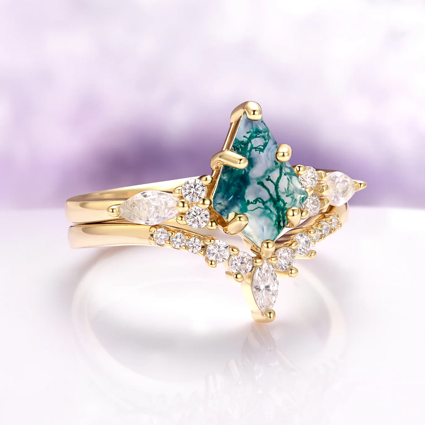 Skye Kite® Green Moss Agate Couples Ring Set - Image 8