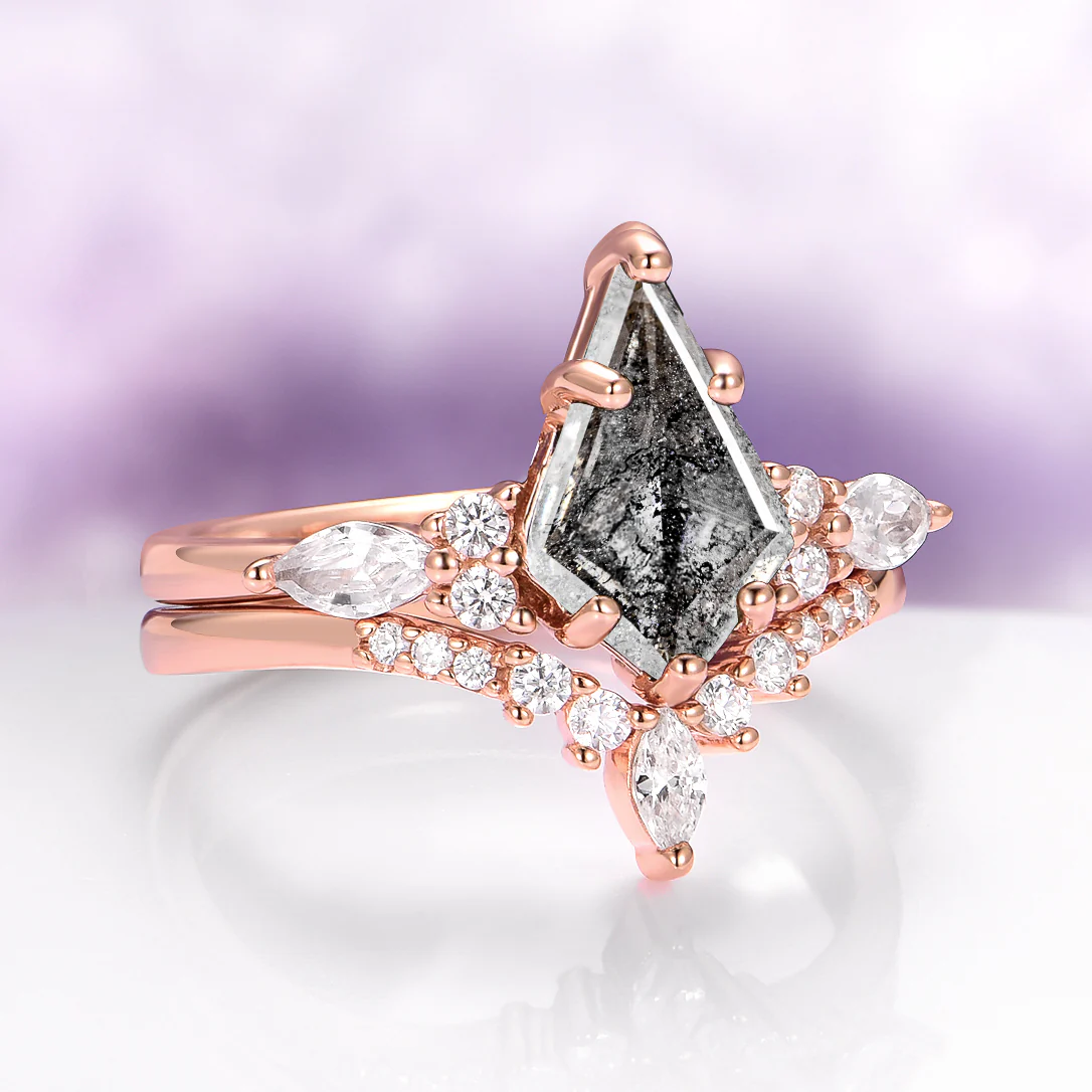 Skye Kite® Galaxy Salt & Pepper (Herkimer) Diamond & Meteorite Couples Ring Set - Image 11